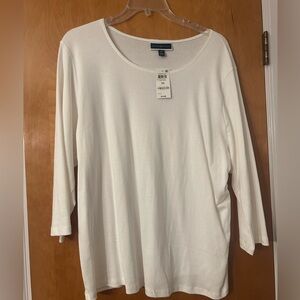 Karen Scott 3XL new Women's White Scoop Neck Long Sleeve Tee